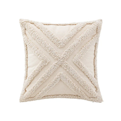 Tasseled Tufted Cushion Cover Natural